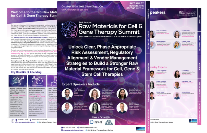 3rd Raw Materials for Cell & Gene Therapy Summit - Brochure Image