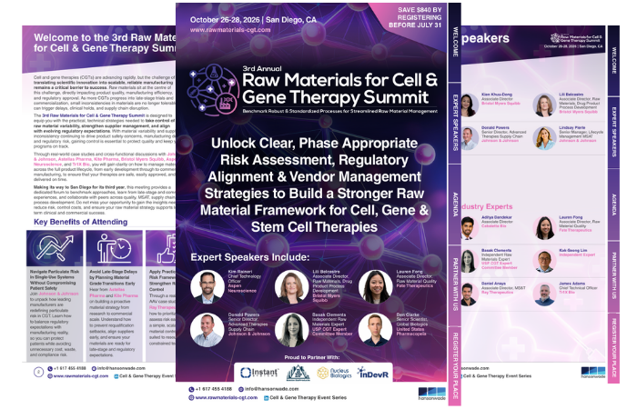 3rd Raw Materials for Cell & Gene Therapy Summit - Brochure Image