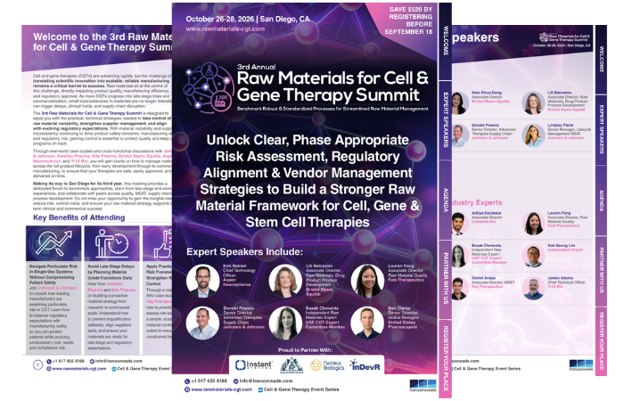 3rd Raw Materials for Cell & Gene Therapy Summit - Brochure Image
