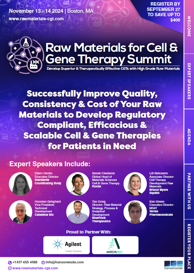 Raw Materials for Cell & Gene Therapy Summit